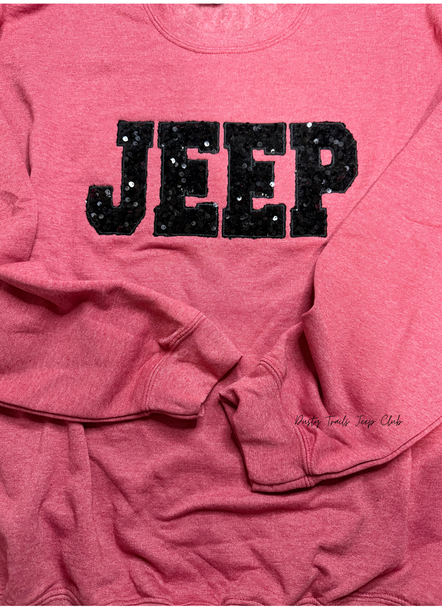 Red with Jeep in Black Sparkle Sweatshirt
