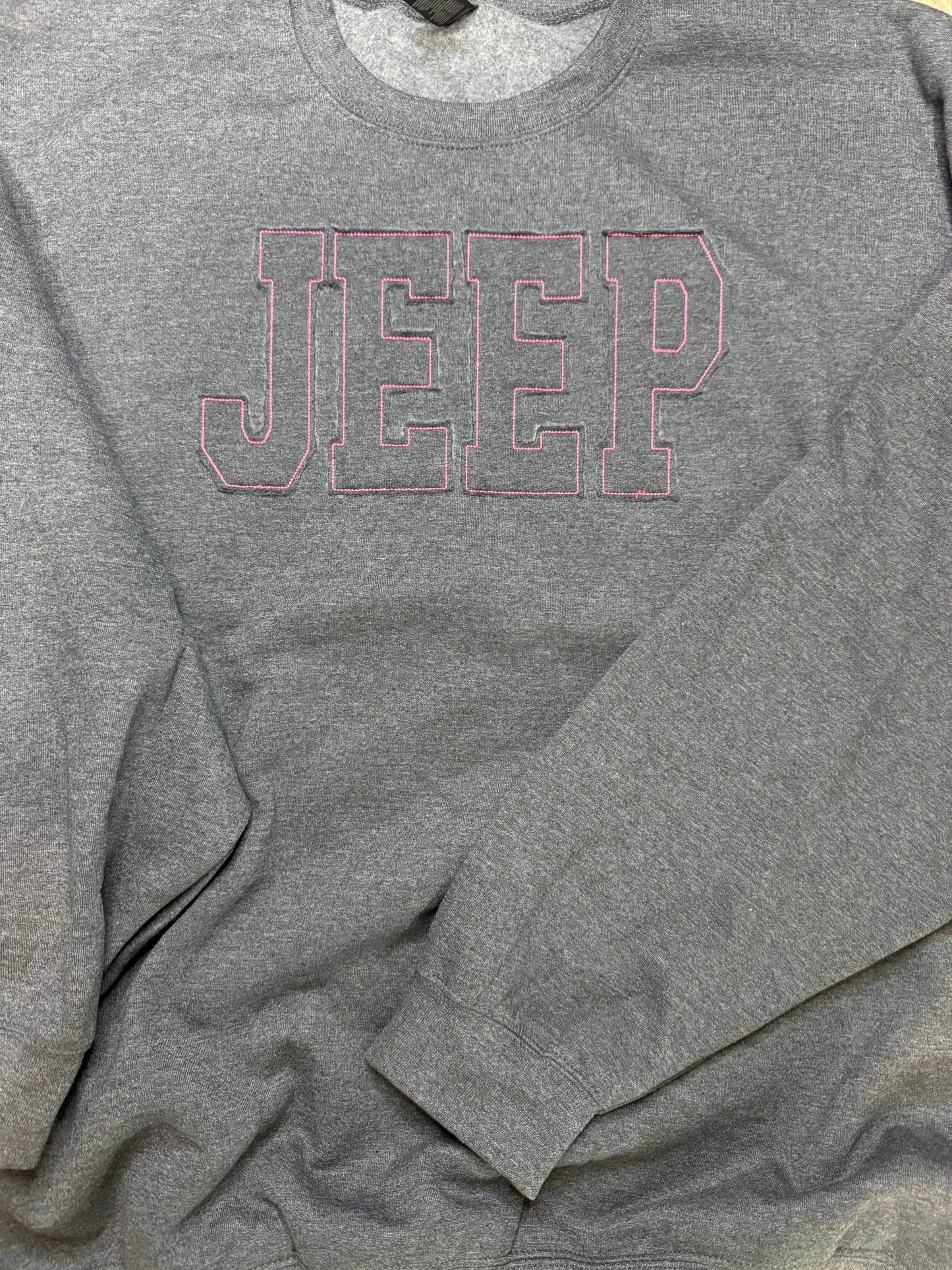J.E.E.P Sweatshirt Dark Gray with Pink Outline