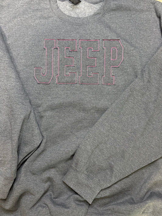 J.E.E.P Sweatshirt Dark Gray with Pink Outline