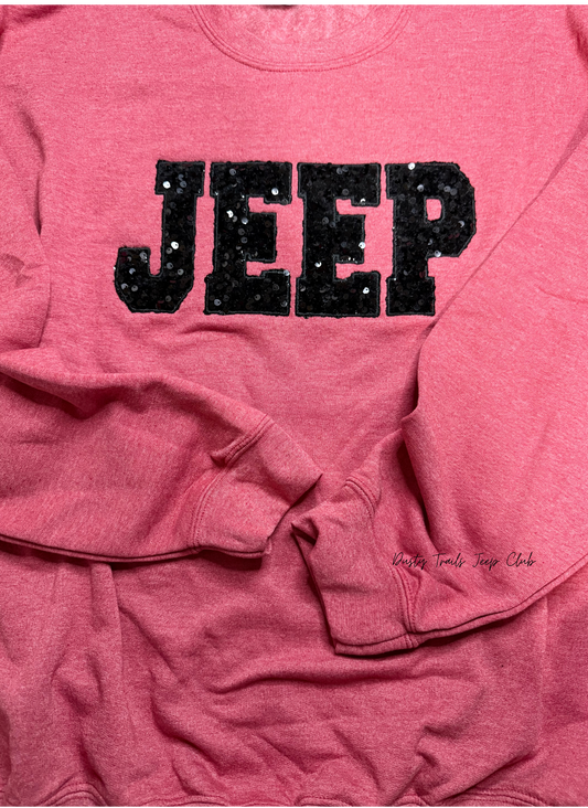Red with Jeep in Black Sparkle Sweatshirt