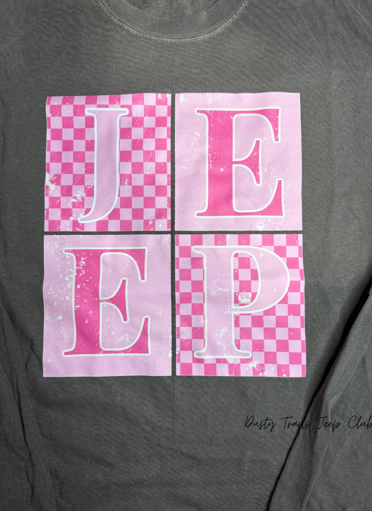 Jeep Pink Checker Long Sleeve